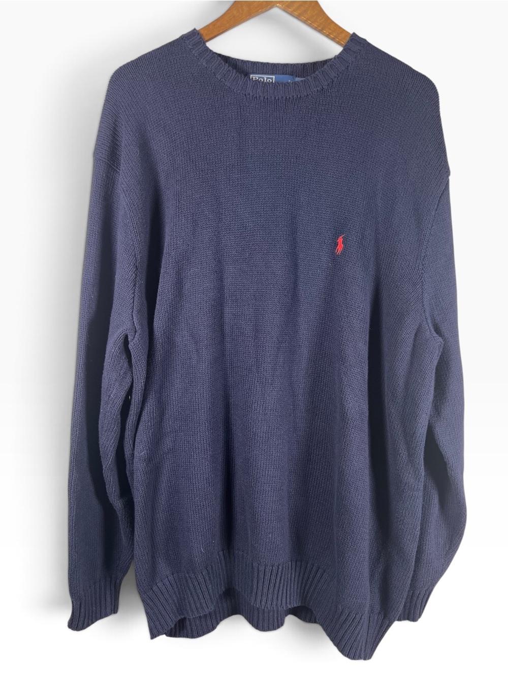 Polo Ralph Lauren Navy Cotton Crewneck Sweater Men 3XLT Red Pony Big&Tall Preppy